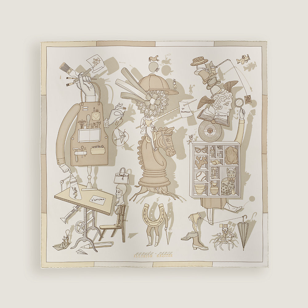 Illusion Exquise scarf 70 - White | Hermès Mainland China